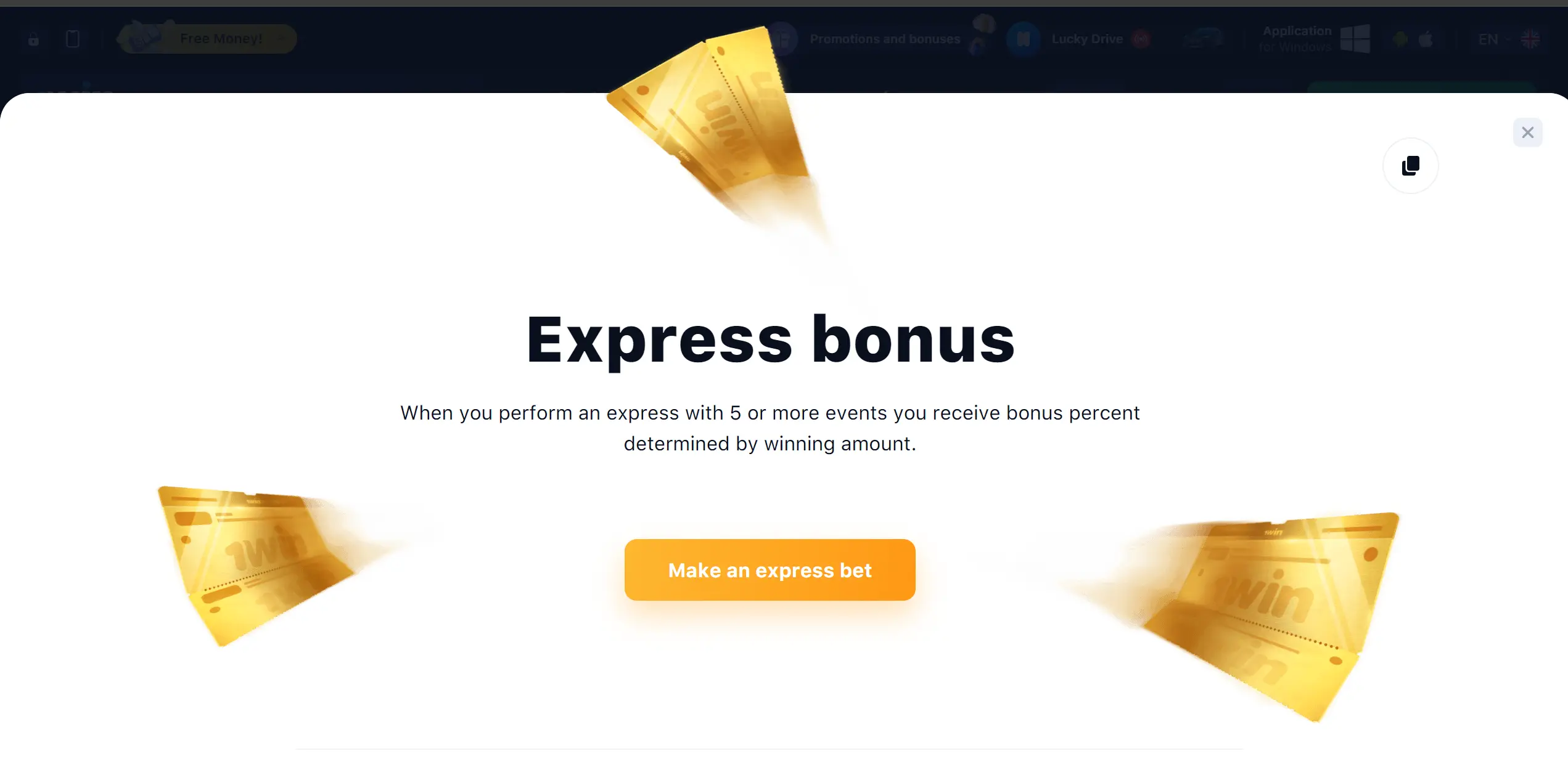 1win express bonus