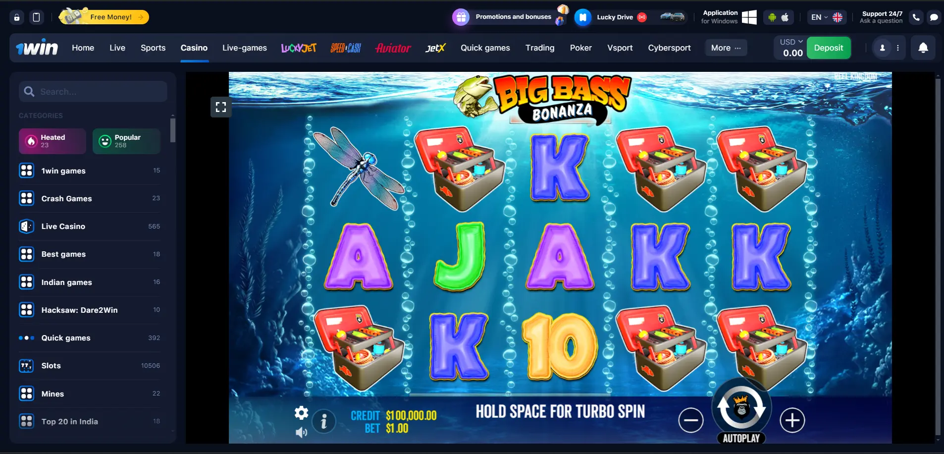 Big Bass Bonanza at 1win
