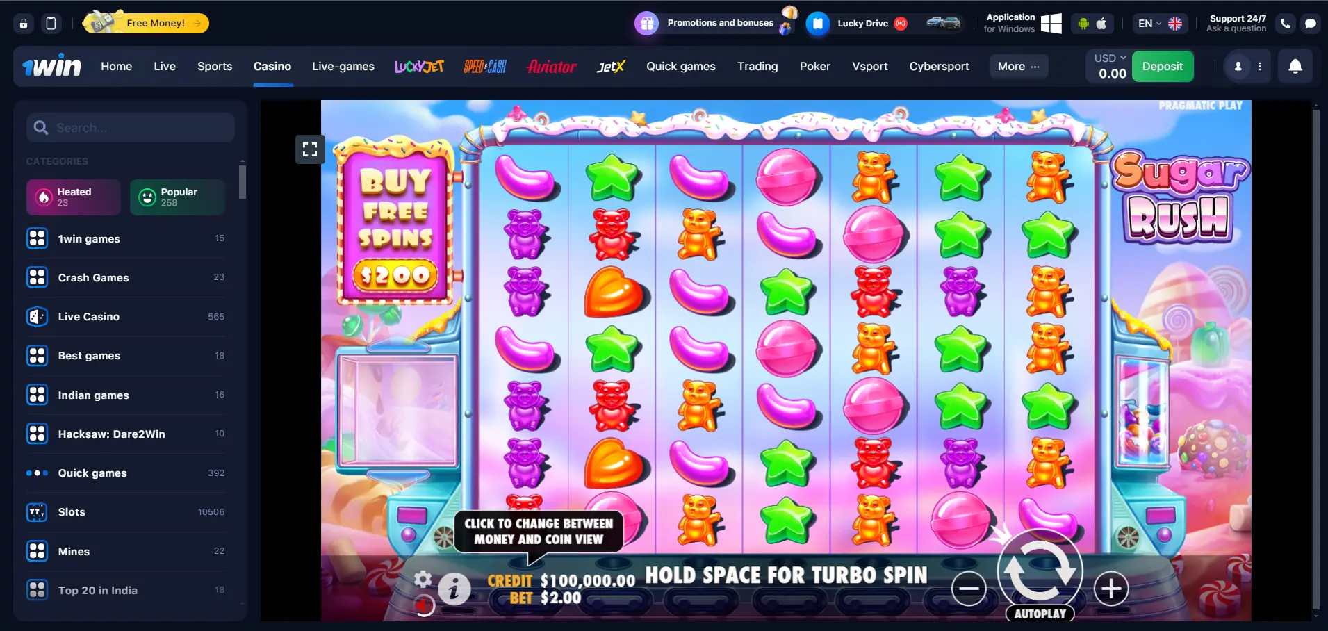Sugar Rush at 1win