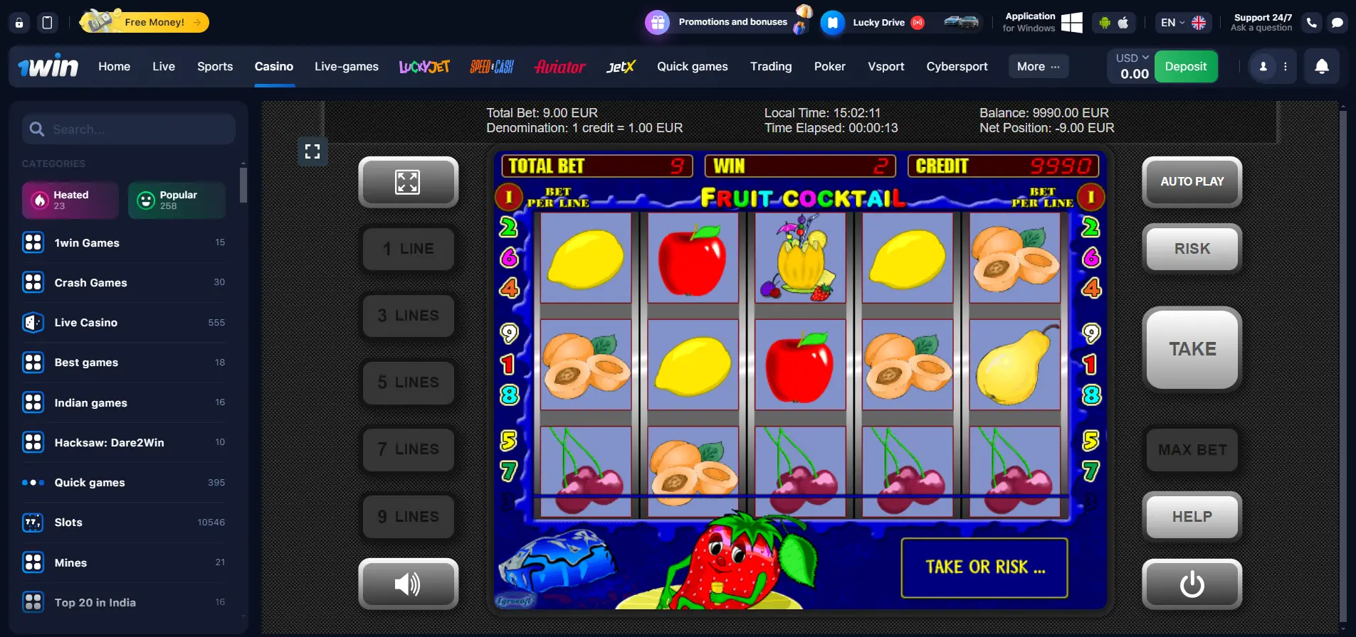 The Fruit Cocktail game at 1win