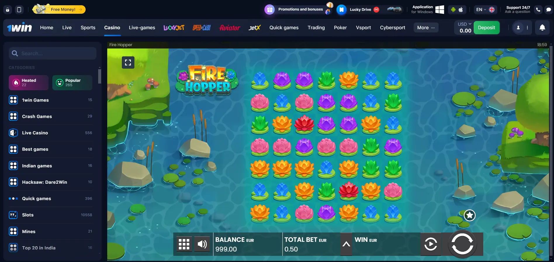 Fire Hopper at 1win