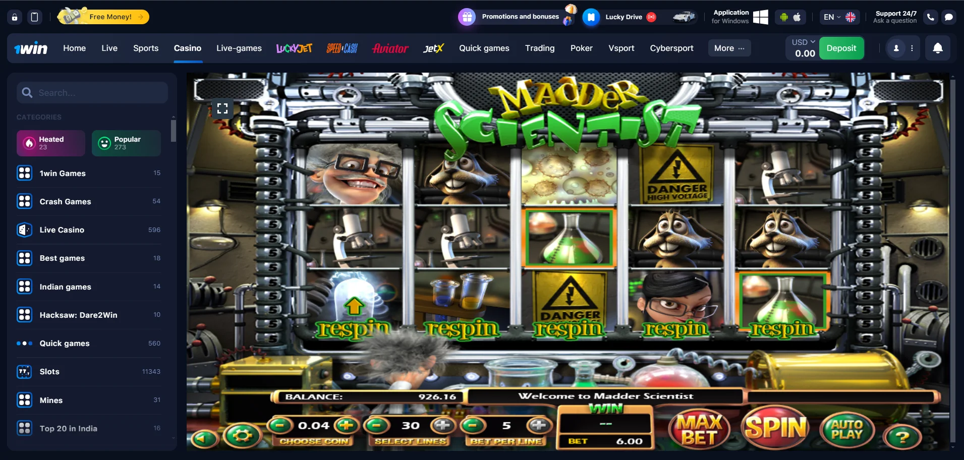 Madder Scientist at 1win