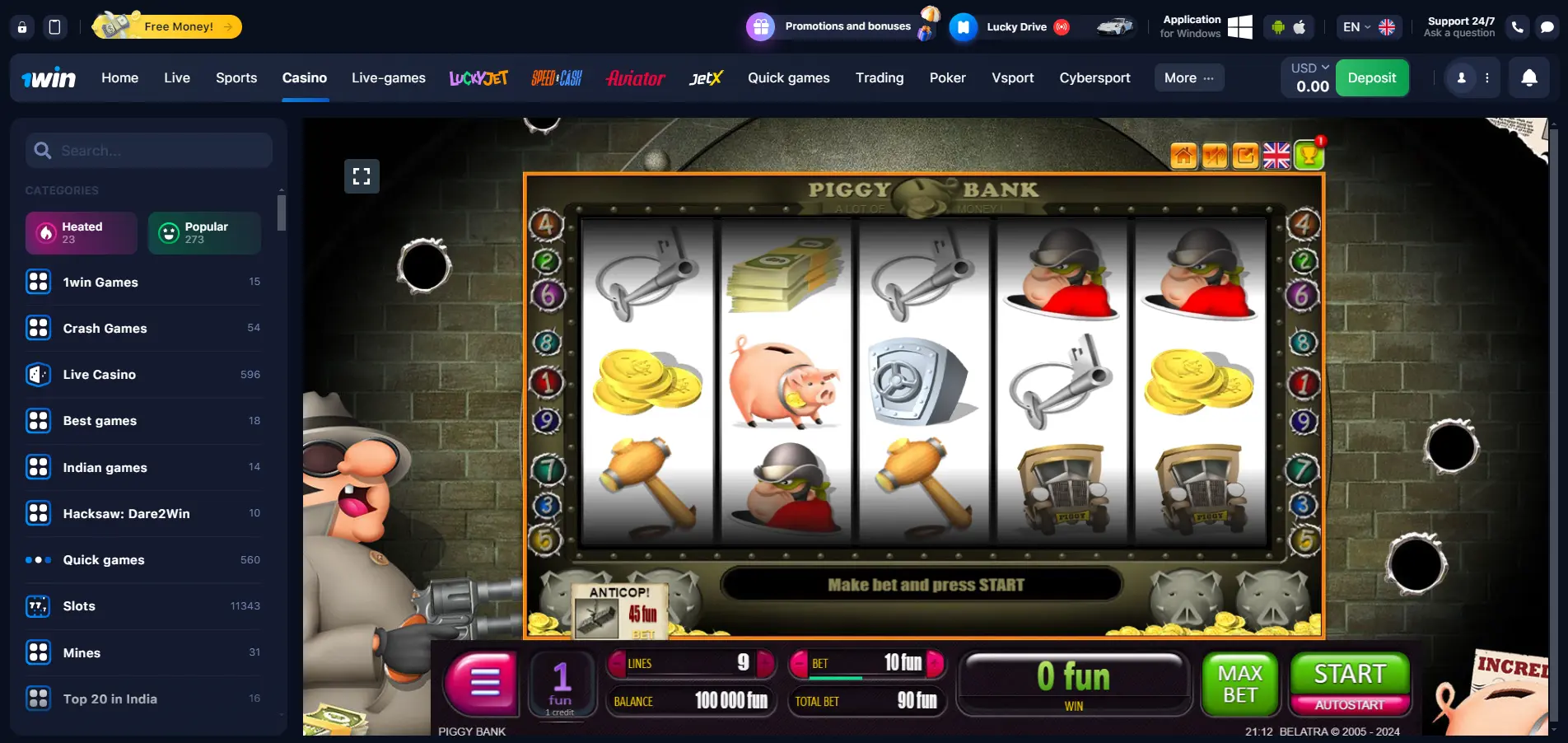 Piggy Bank at 1win