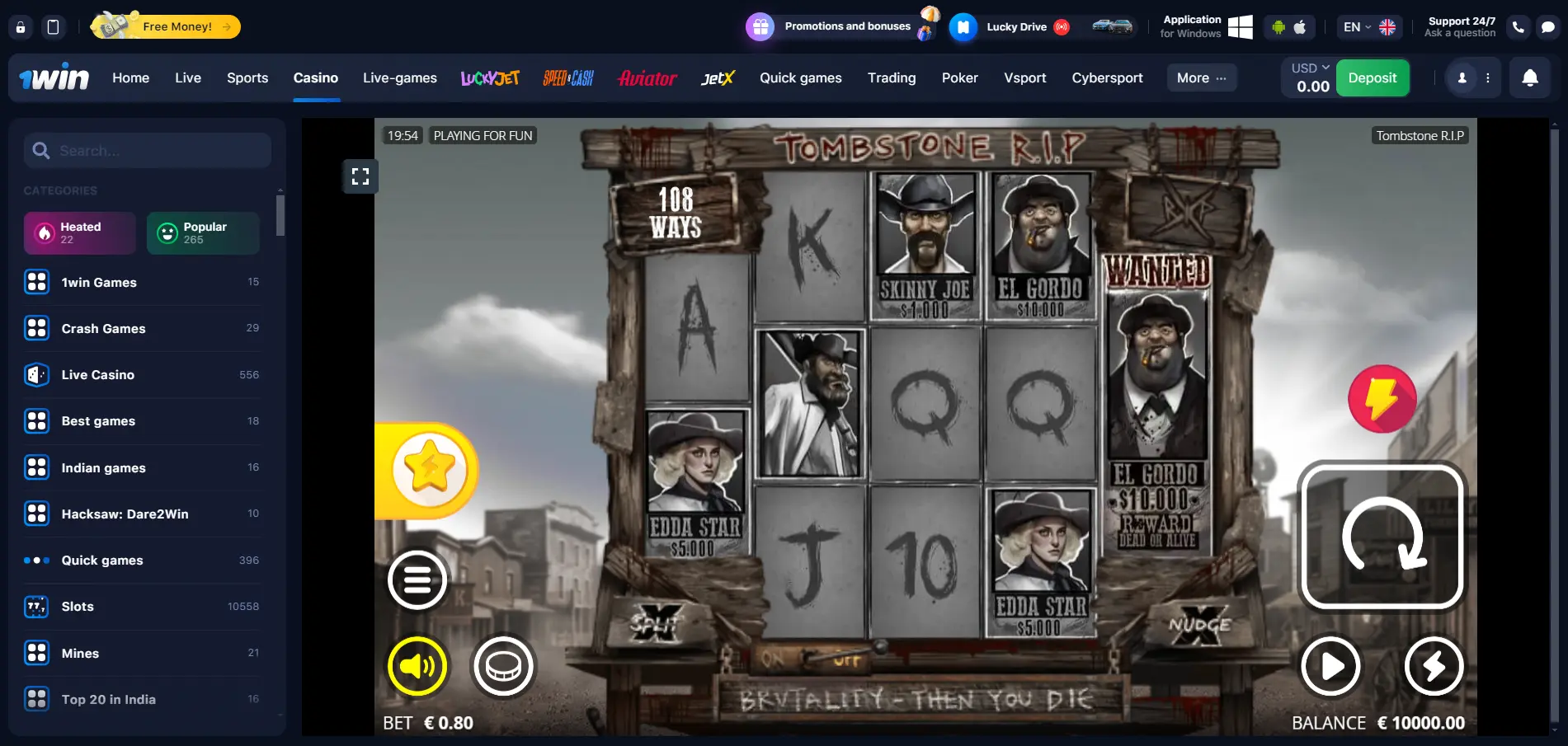 Tombstone R.I.P. at 1win