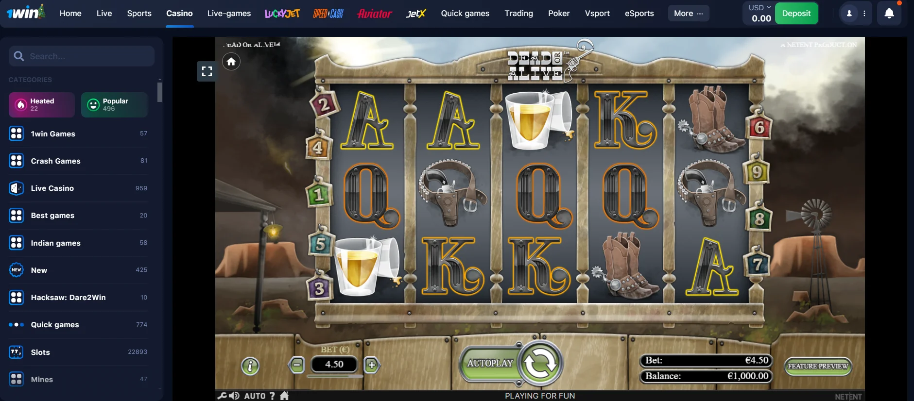 Dead or Alive 1win slot