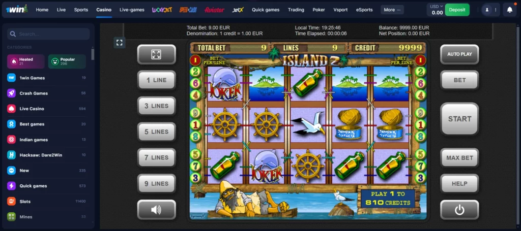 Island 2 slot 1win games
