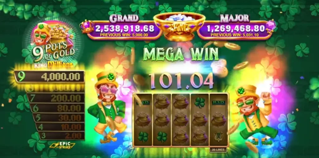 9 Pots of Gold King Millions Slot 1Win