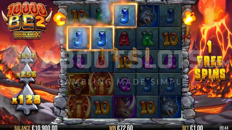 128X multiplier during free spins mode.