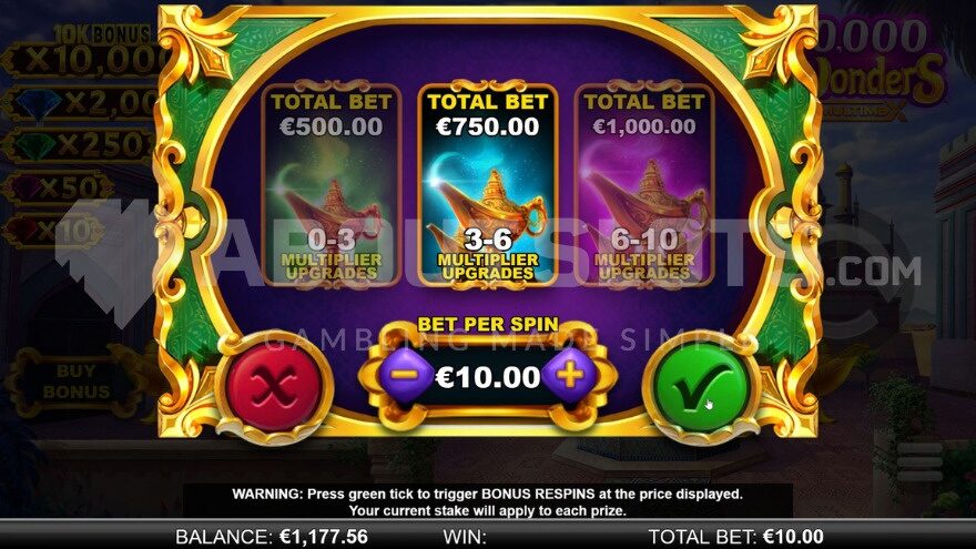 Bonus buy feature with three options to choose from.