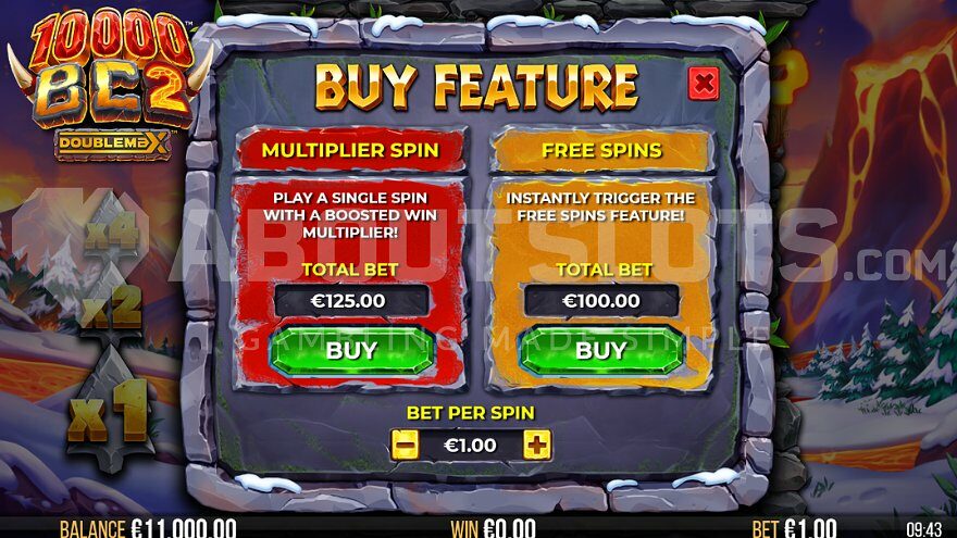 Screen offering to buy free spins for 100X the bet.