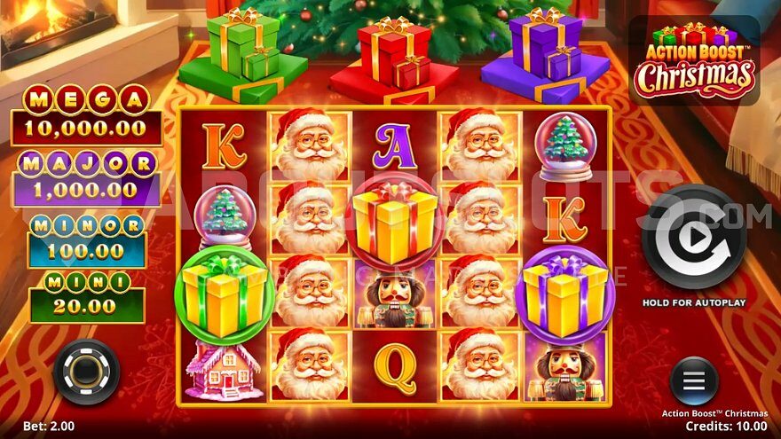 Christmas themed slot machine base game.
