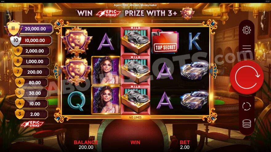Base game with a golden-toned casino background.