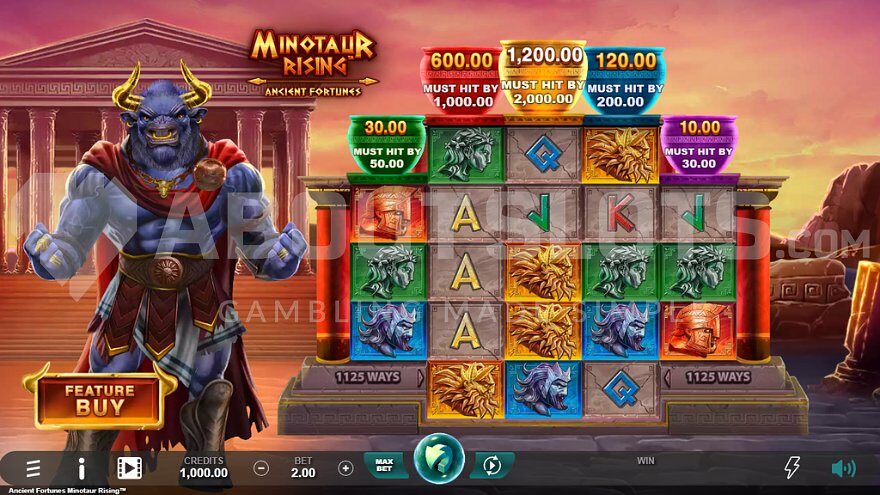 Gameplay image of the slot with a blue Minotaur.
