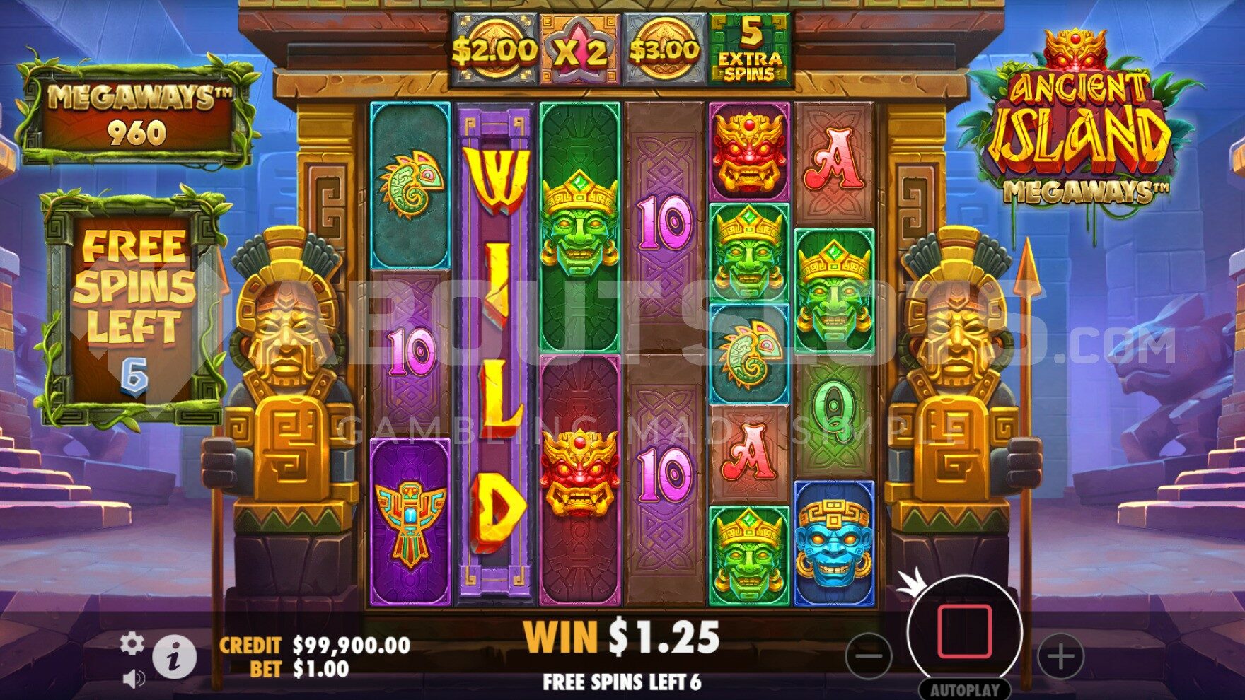 Wild Symbol on Reel 2 in Bonus Game