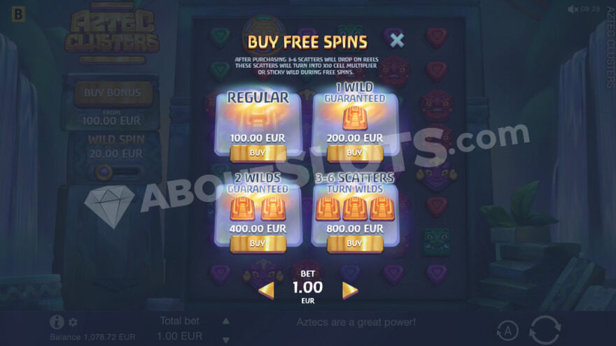 Bonus buy feature with four options to choose from.