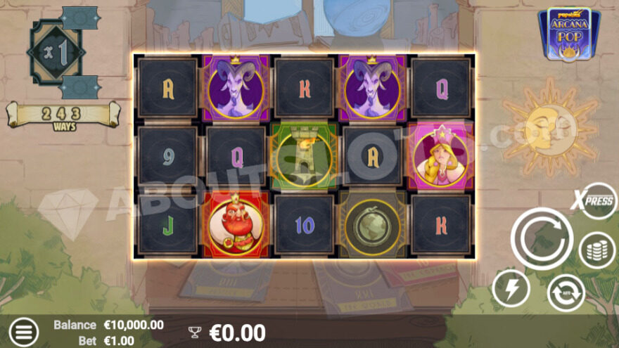 Base game with current ways to win displayed on the left.