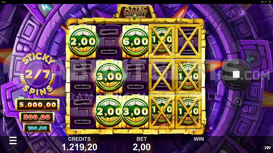 Second of seven spins in sticky free spins mode.