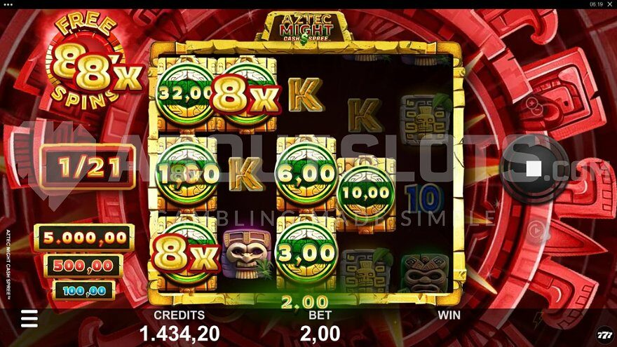 Win on the first of 21 multiplier free spins.