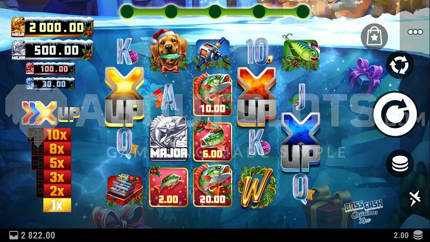 Fishing themed slot with Christmas elements.