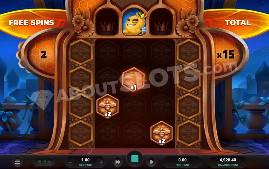 The Bonus Game in Beellionaires Dream Drop, featuring the Prince Bee collector at the top.