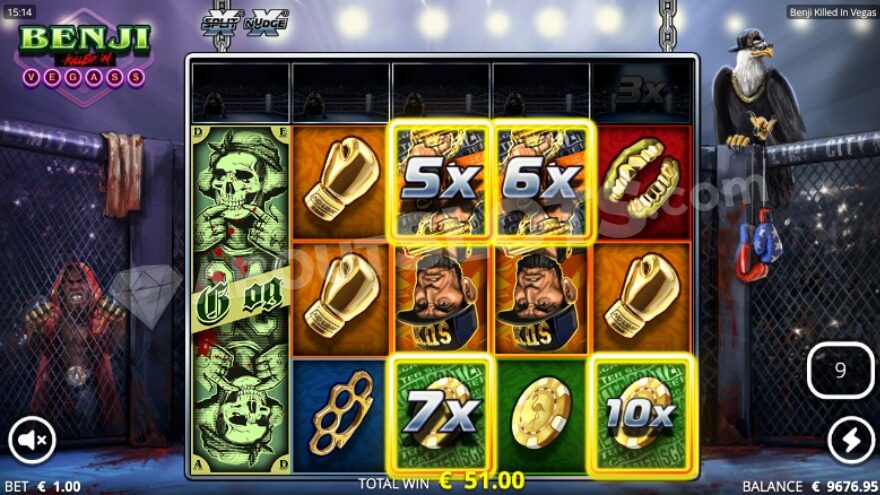B.I.G. Vegas$ Spins Bonus Game with four overlay multipliers.