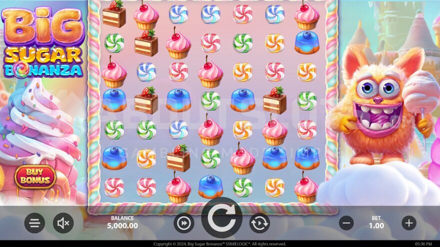 Base game featuring a large fluffy character on the right.