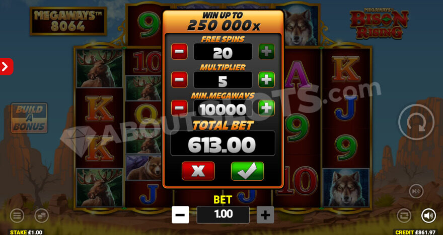 Building a bonus with choices for the number of free spins, multiplier, and ways to win.