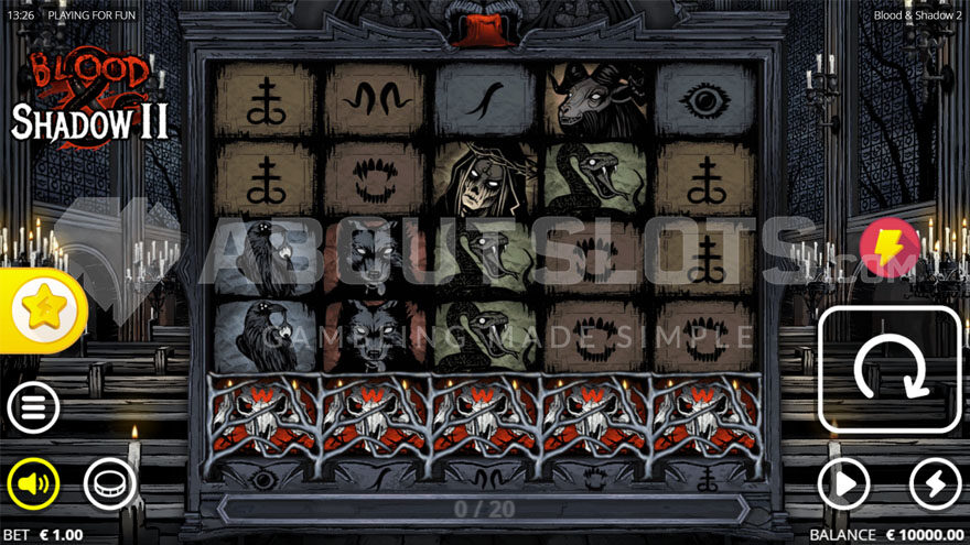 Base game with numerous lit candles flanking the reels.