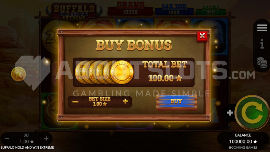 Feature Buy option for 100X the stake