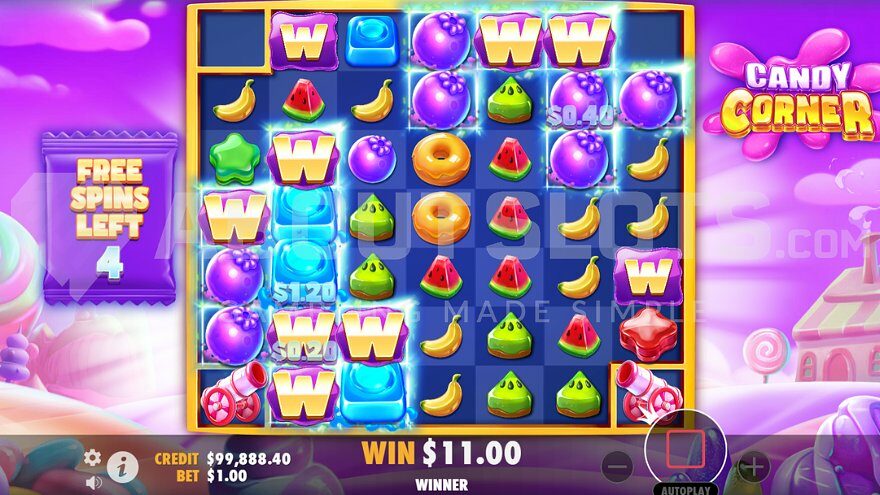 Seven Wild symbols during a free spin.