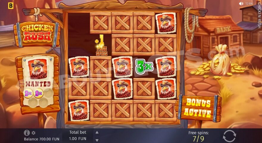 Bonus game featuring two collected multiplier symbols on the left.
