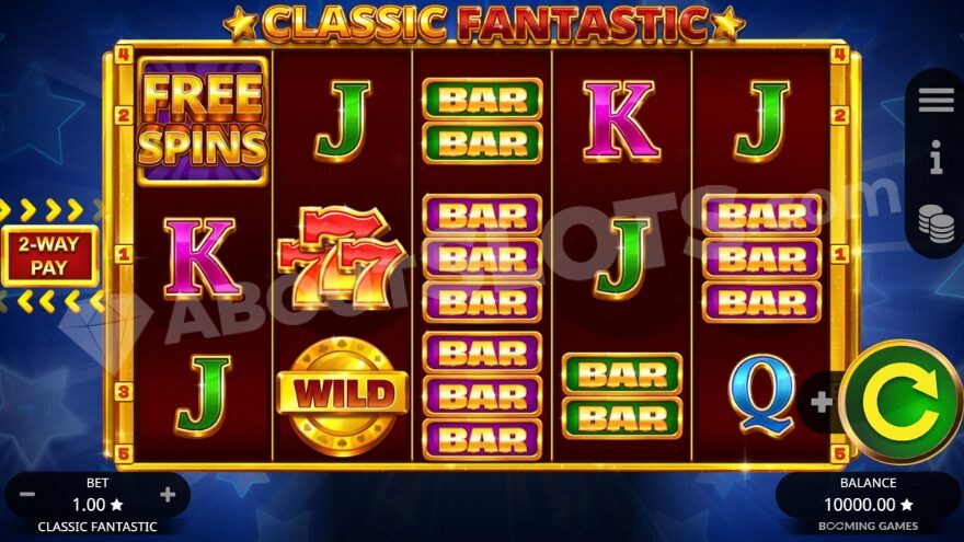 Base game showing a wild symbol on the second reel.