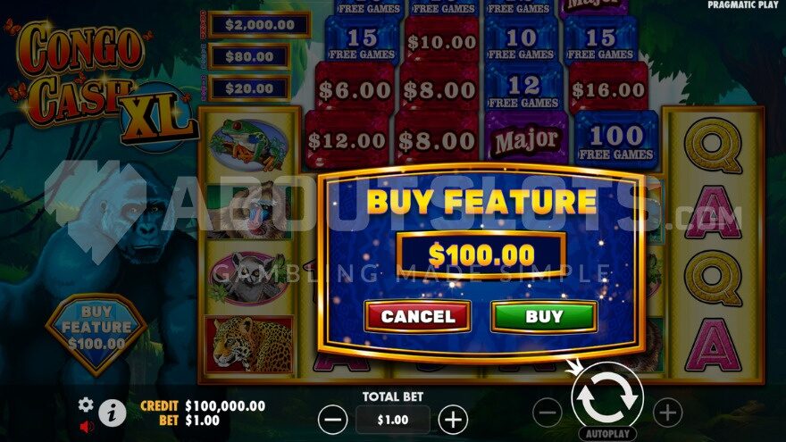 Bonus Buy Feature in Congo Cash XL