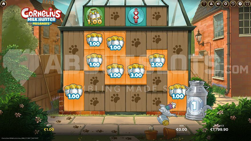 Eight bonus symbols on the reels in the bonus game.