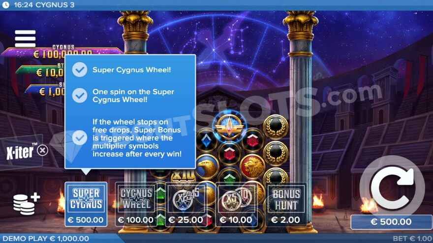 X-iter bonus buy feature with five options.