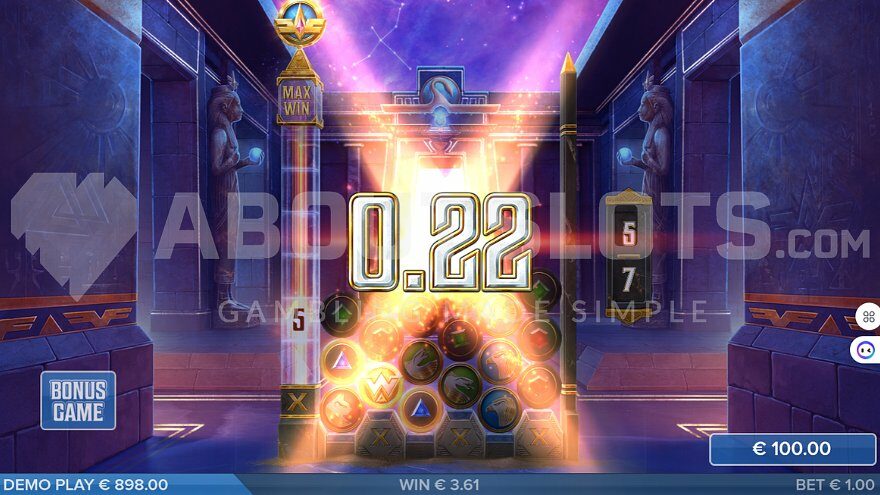 Winning spin on the fifth of seven free spins.