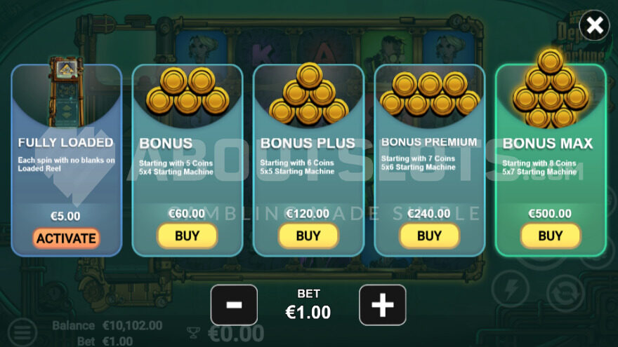 5 different bonus buy options