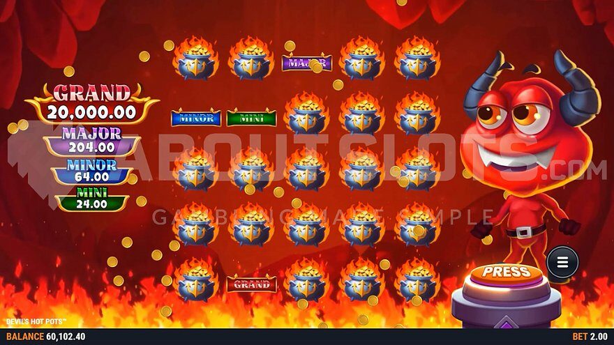 Devil's Hot Pots slot features Devil Jackpots