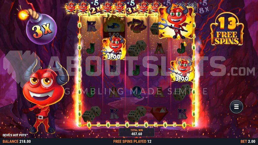 Devil's Hot Pots Free Spins with a 3X Multiplier