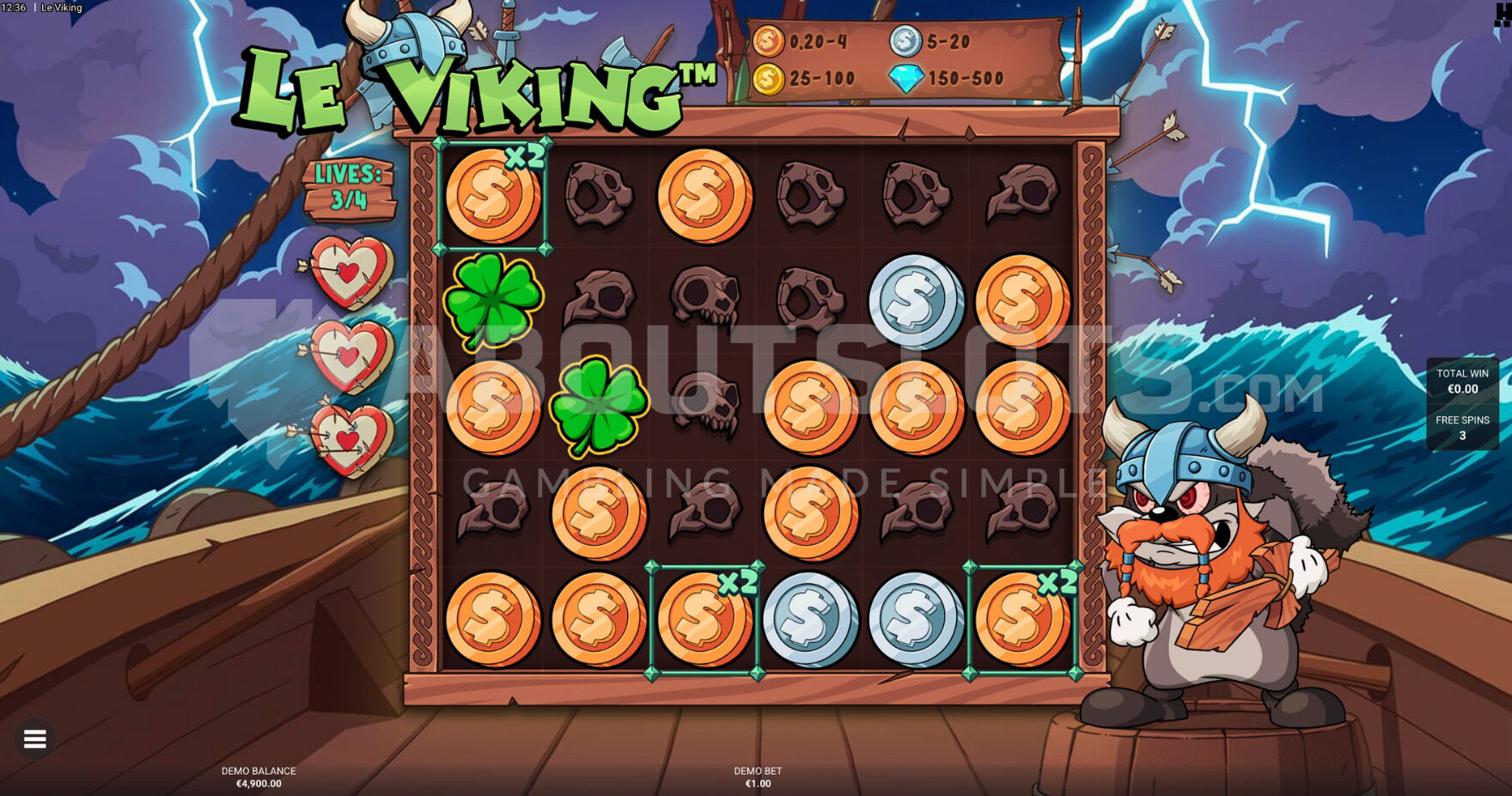 Berserk Free Spins feature with three grid multipliers on the reels.