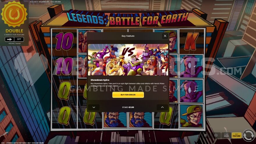 Bonus buy feature allowing players to purchase Showdown free spins for 100x the bet.