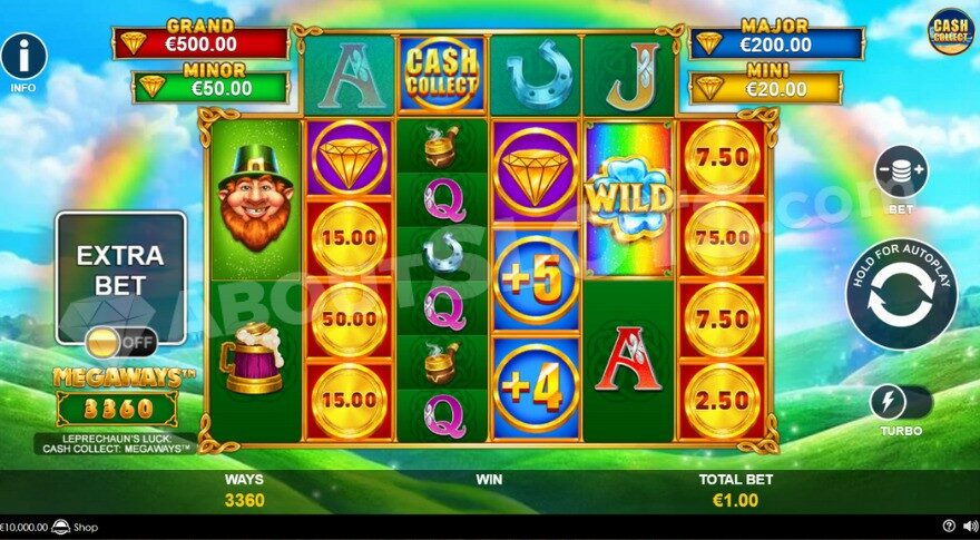 Activated Cash Collect feature showing coin symbols with different values.