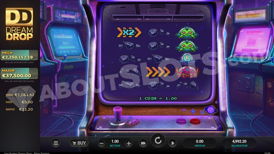 Slot machine resembling an arcade game.