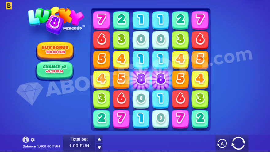 Base game showing colorful symbols with different numbers.