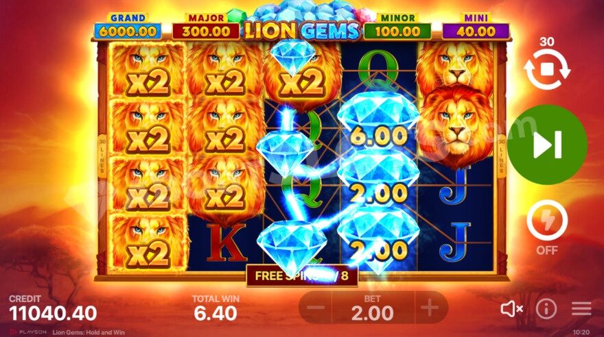 Free spins feature with win multipliers.