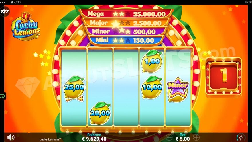 Lucky Lemons Jackpot Bonus Screenshot