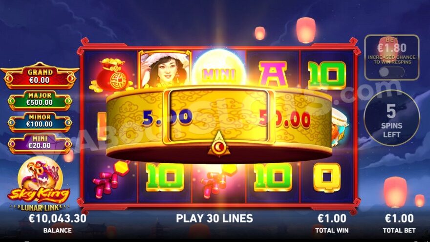 Free spins feature in the slot game.