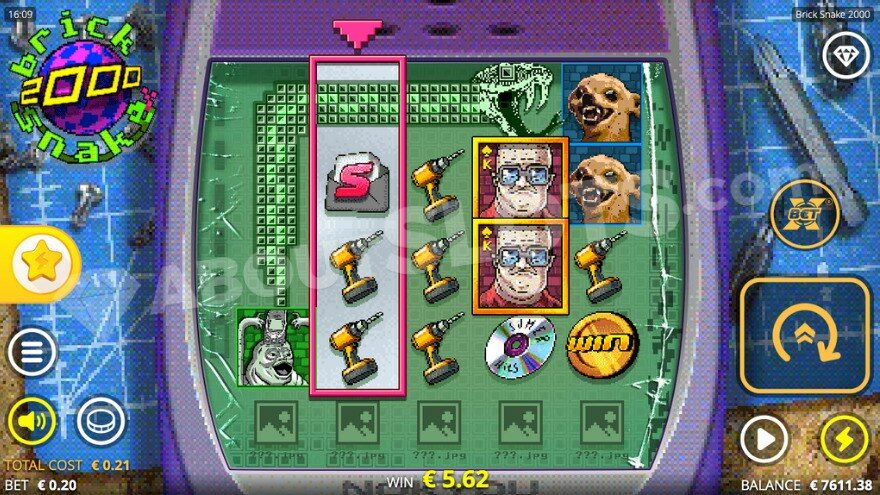 Wild Snake symbol with a gold coin win on the fifth reel.