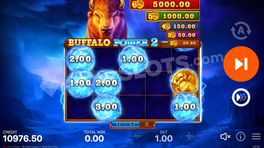Hold and Win feature in action, reels filled with coin symbols.