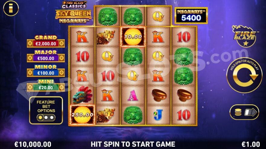 Base game showing jackpots on the left.